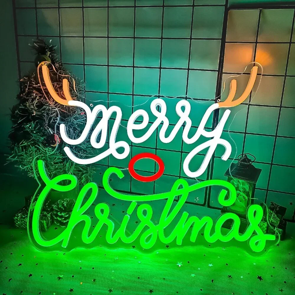Dimmable Merry Christmas Neon Light Up Sign for Party Gift Bedroom Home Decor